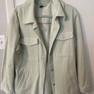 H&M mint green corduroy shacket